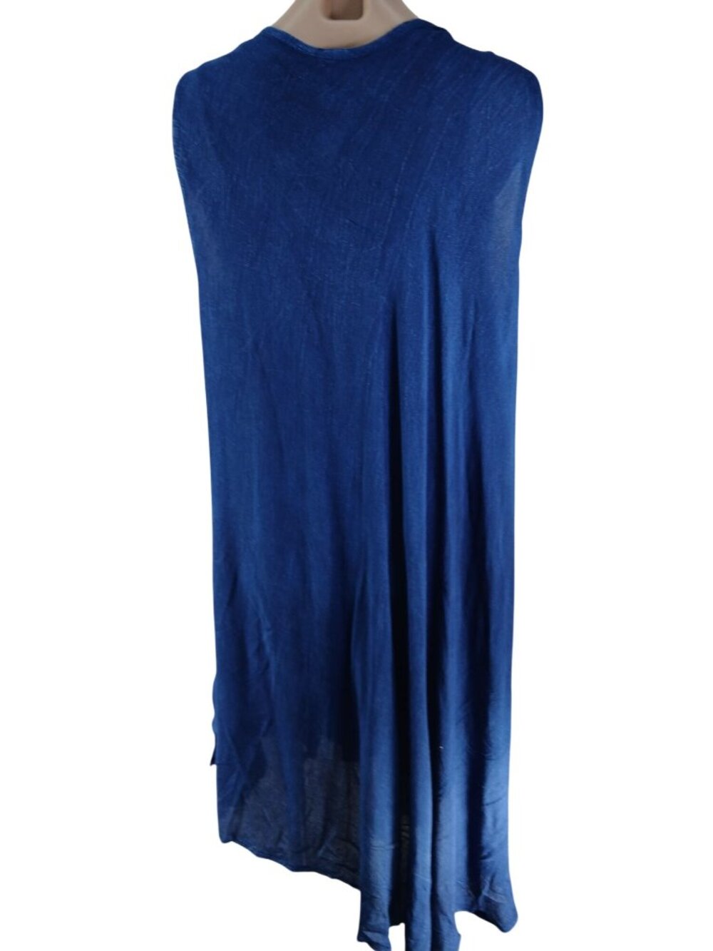 Riviera Sun Blue Hand Painted Floral Sleeveless Dress Size 2X Sequins Beachy - Picture 5 of 11